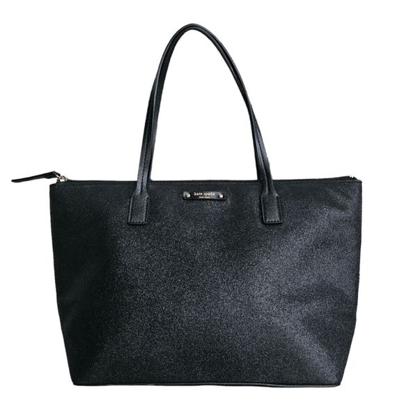 Kate Spade black shimmery tote with zipper, NWOT - Picture 1 of 11